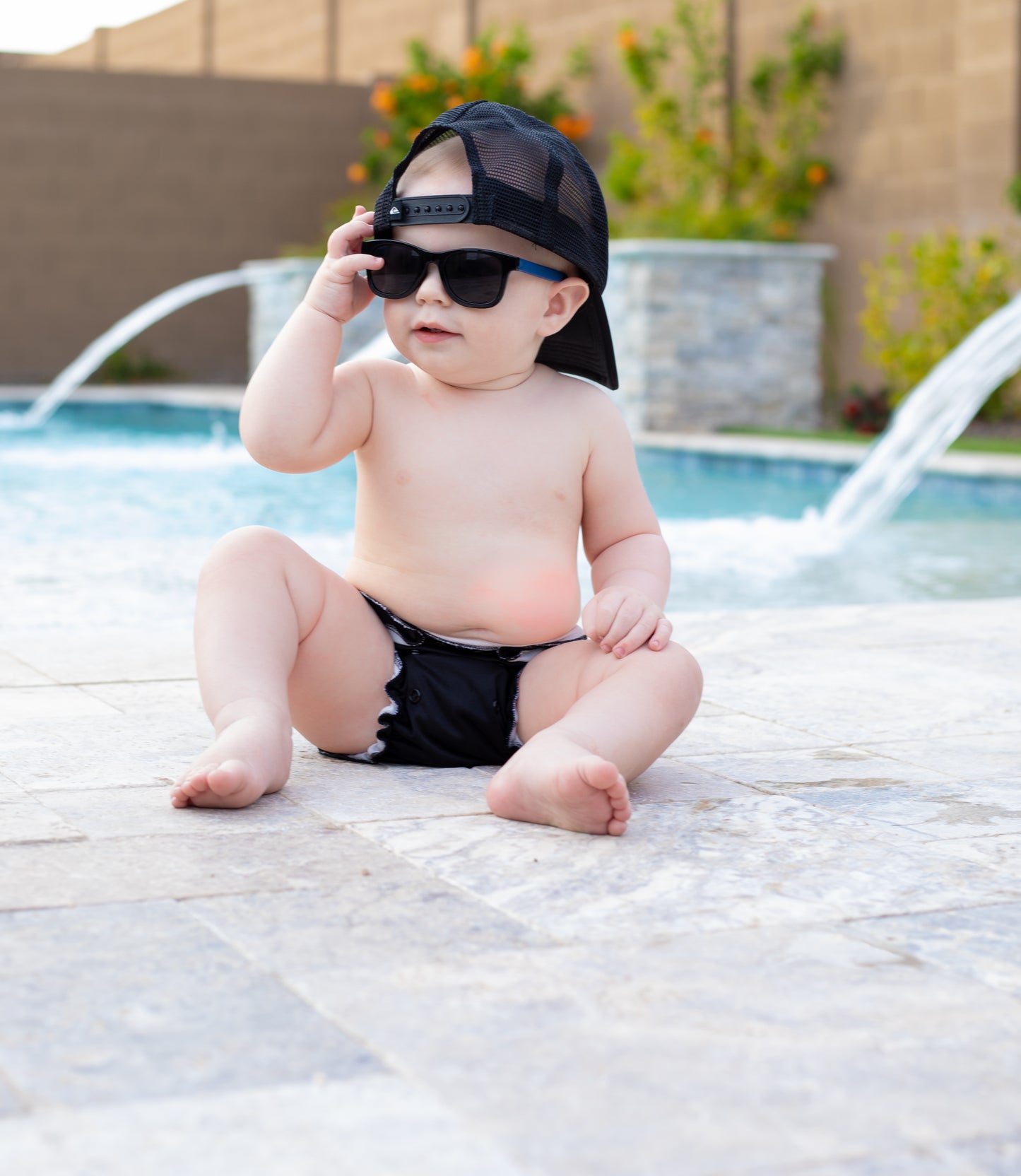 Cheeky Cloth One Size Reusable Swim Diaper "Back in Black"