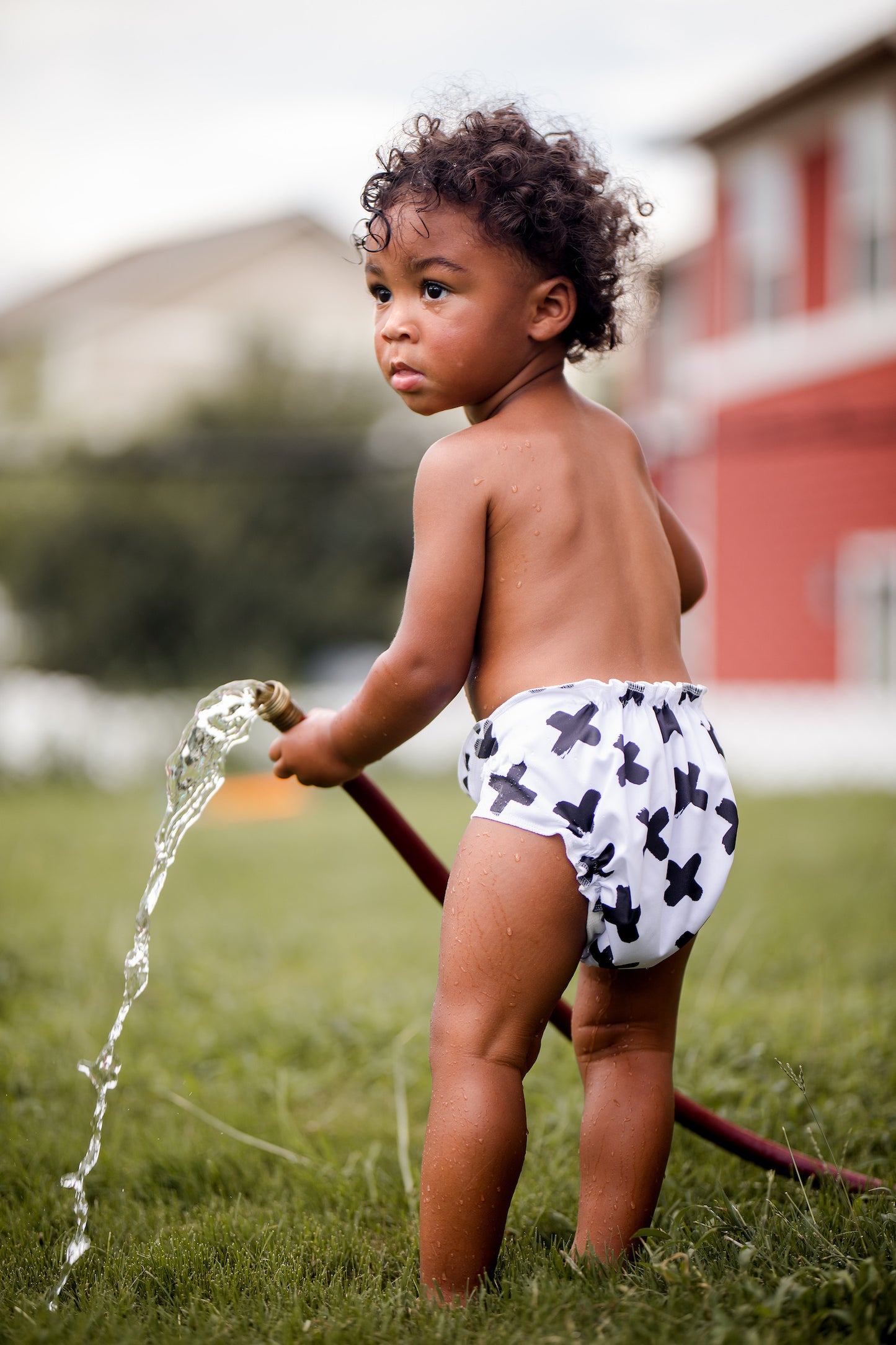 Cheeky Cloth One Size Reusable Swim Diaper "White with Black X"