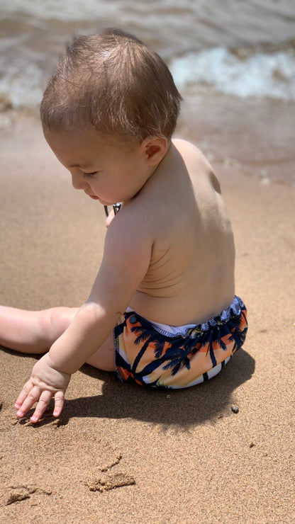 Cheeky Cloth One Size Reusable Swim Diaper "Sunset Palms"