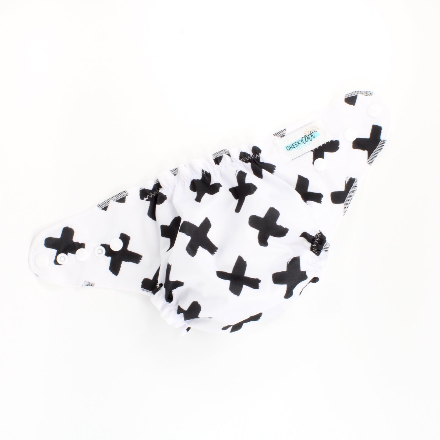 Cheeky Cloth One Size Reusable Swim Diaper "White with Black X"