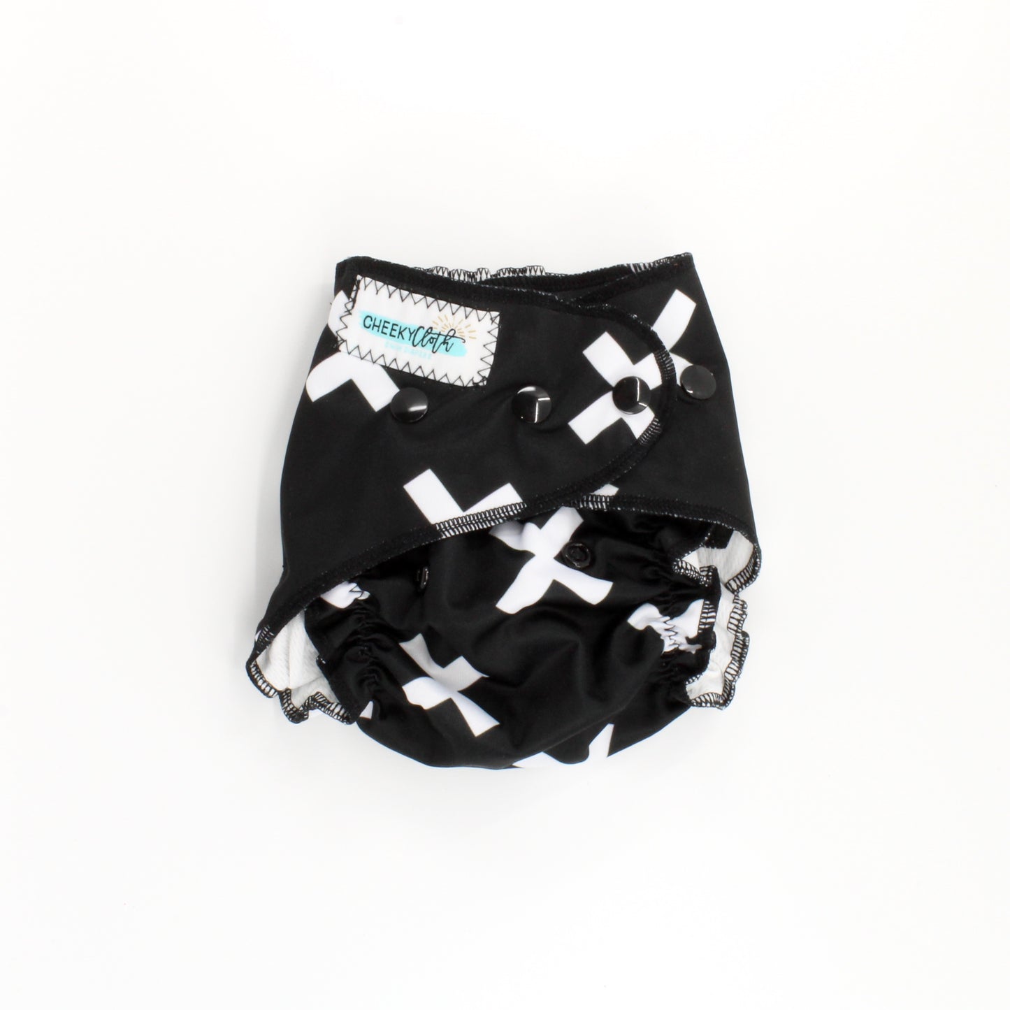 Cheeky Cloth One Size Reusable Swim Diaper "Black with white x"