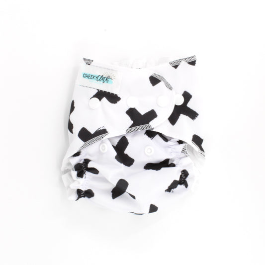 Cheeky Cloth One Size Reusable Swim Diaper "White with Black X"